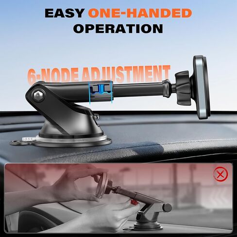 APPS2Car لـ MagSafe حامل هاتف السيارة المغناطيسي على لوحة القيادة والزجاج الأمامي لهاتف iPhone مع كوب شفط كبير ماج حامل سيارة آمن متوافق مع iPhone 15 14 13 12 Pro Max Plus Mini MagSafe in Kuwait