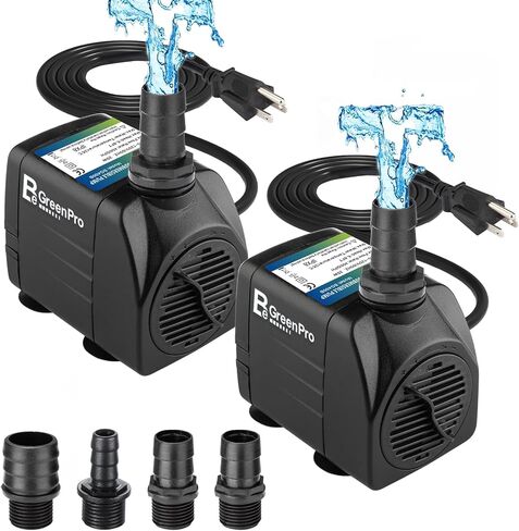 مضخة نافورة، 2 حزمة 550GPH (2000L/H 30W) مضخة مياه غاطسة، مضخة نافورة فائقة الهدوء قابلة للتعديل مع 4 فوهات رفع عالي 7.2 قدم لحوض السمك، وخزان الأسماك، والبركة، والشلال، والخارج، والزراعة المائية in Saudi Arabia