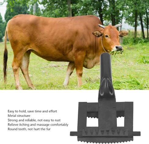 Pilipane Livestock Shedding Comb Metal Cow Hair Brush Gentle Itch Relief Grooming Tool with Soft Hand Grip for Horse Cattle Sheep Iron 21.5x14cm (Black) in Saudi Arabia
