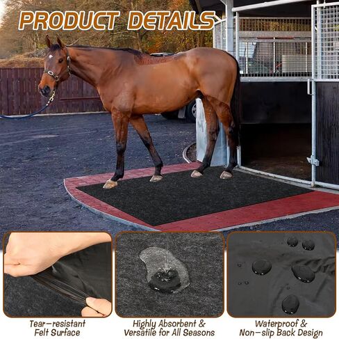 CIEOVO 4x6 Ft Horse Stall Mat, Stable Mat for Horses Back Non-Slip Design Mat Backing Moisture Absorbent Easy to Clean for Horses Livestock Stables Barns Kennels Garages in Saudi Arabia