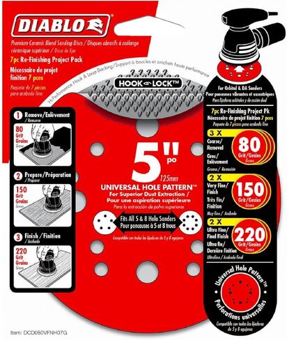 Diablo DCD050VFNH07G 5 in. Refinishing Sanding Disc Project Pack (7-Piece) in Saudi Arabia