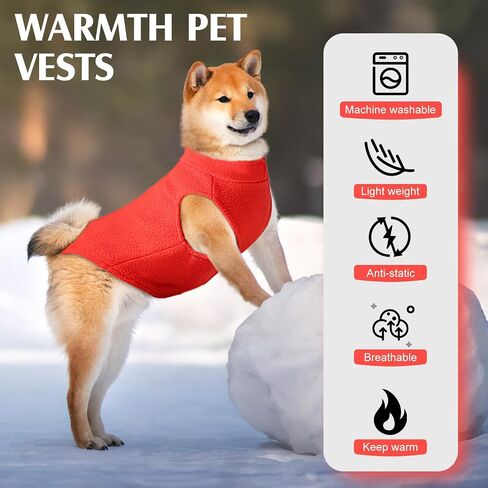 Fleece Dog Sweater Vest, Soft Warm Stretchy Pullover Winter Dog Jacket Clothes for Small Mediun Large Dogs with D Ring Leash (Red, L) in Saudi Arabia