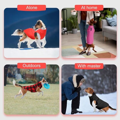 Fleece Dog Sweater Vest, Soft Warm Stretchy Pullover Winter Dog Jacket Clothes for Small Mediun Large Dogs with D Ring Leash (Red, L) in Saudi Arabia
