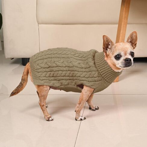 2 Pack Dog Sweaters for Small Dogs Turtleneck Pullover Cable Knit Puppy Stretch Clothes Chihuahua Yorkie Pomeranian Toy Poodle Boy Girl Pets Winter Doggie Clothes (S, Red & Green) in Saudi Arabia