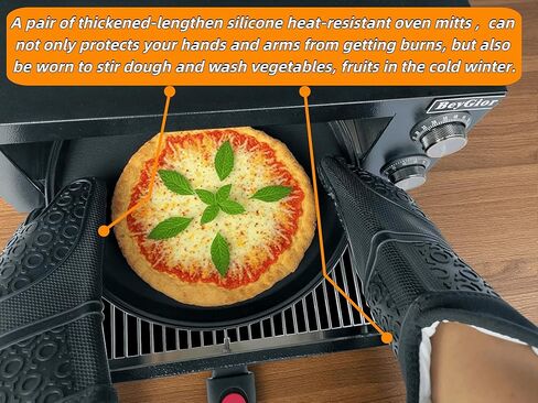 فرن بيتزا كهربائي داخلي، فرن بيتزا على سطح الطاولة مع صواني خبز مقاس 12 بوصة، وقفازات فرن، صانع بيتزا تجاري للمنزل، طباخ بيتزا من الفولاذ المقاوم للصدأ مع نافذة مرئية، مقبض قابل للإزالة in Kuwait