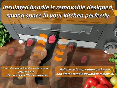 فرن بيتزا كهربائي داخلي، فرن بيتزا على سطح الطاولة مع صواني خبز مقاس 12 بوصة، وقفازات فرن، صانع بيتزا تجاري للمنزل، طباخ بيتزا من الفولاذ المقاوم للصدأ مع نافذة مرئية، مقبض قابل للإزالة in Kuwait