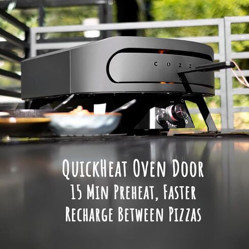 فرن بيتزا غاز مقاس 17 بوصة مع حجر بيتزا دوار لتسهيل عمل البيتزا على طراز المطاعم في المنزل - شعلة ثلاثية، ومقياس حرارة مدمج، وتسخين سريع لمدة 15 دقيقة، وفرن بيتزا خارجي محمول in Kuwait