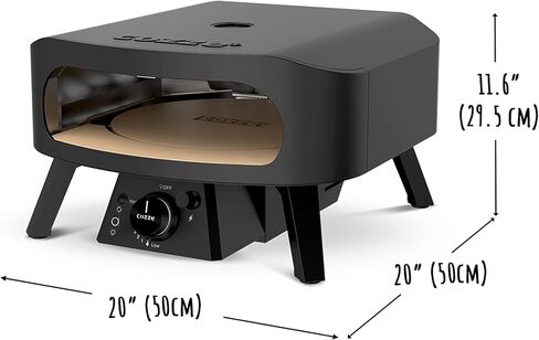 فرن بيتزا غاز مقاس 17 بوصة مع حجر بيتزا دوار لتسهيل عمل البيتزا على طراز المطاعم في المنزل - شعلة ثلاثية، ومقياس حرارة مدمج، وتسخين سريع لمدة 15 دقيقة، وفرن بيتزا خارجي محمول in Kuwait