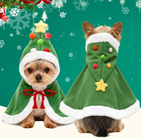 Cat Christmas Cape Soft Thick Xmas Dog Cloak with Velvet Stars Pompoms Hat Pets Christmas Costume Dogs Cats Santa Outfit for Cats Dogs Rabbit Winter in Saudi Arabia
