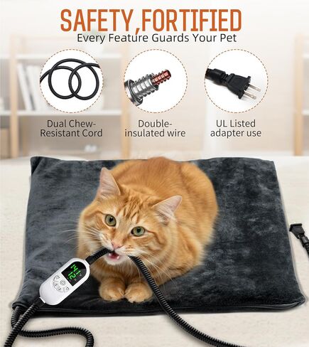 Outdoor Pet Heating Pad 18x28 Inch, Safe Heated Pad for Dogs and Cats with 12 Level Timer,Chew-Resistant Cord with Overheat Protection in Saudi Arabia