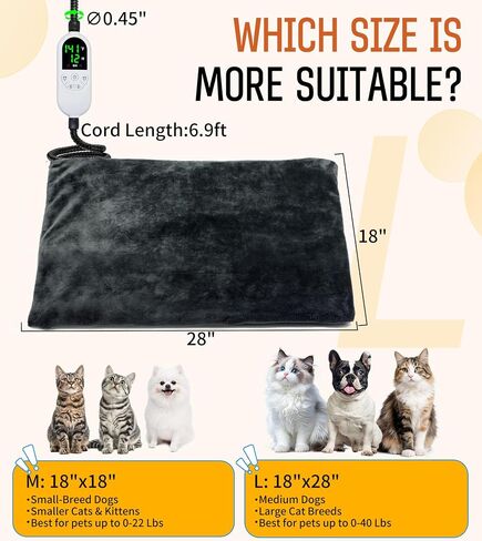Outdoor Pet Heating Pad 18x28 Inch, Safe Heated Pad for Dogs and Cats with 12 Level Timer,Chew-Resistant Cord with Overheat Protection in Saudi Arabia