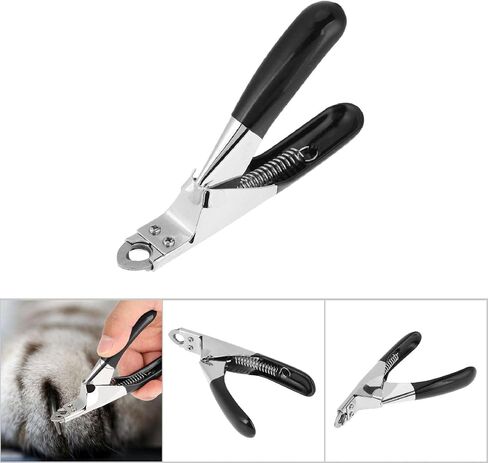 Eujgoov Pet Nail Scissors Stainless Steel Plastic Ergonomic Design Safety Guard Spring Action Red Black Optional 12.5cm for Dirt Prevention Furniture Protection (Black) in Saudi Arabia