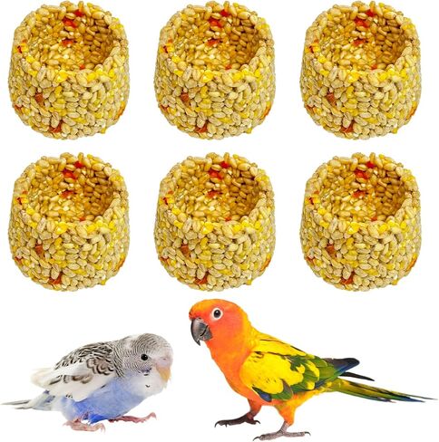 PINVNBY 3 PCS Parrot Treats Natural Grains Cockatiel Treats Bowl Shape Budgie Snacks Edible Bird Chewing Toys for Parrots Parakeet Conure Lovebird Finch Canary in Saudi Arabia