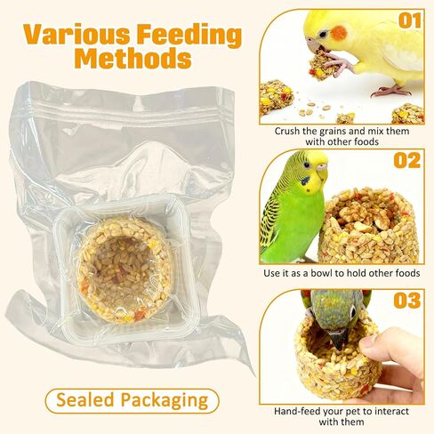 PINVNBY 3 PCS Parrot Treats Natural Grains Cockatiel Treats Bowl Shape Budgie Snacks Edible Bird Chewing Toys for Parrots Parakeet Conure Lovebird Finch Canary in Saudi Arabia