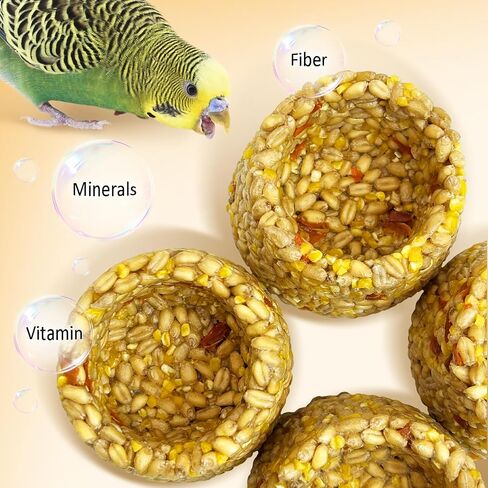 PINVNBY 3 PCS Parrot Treats Natural Grains Cockatiel Treats Bowl Shape Budgie Snacks Edible Bird Chewing Toys for Parrots Parakeet Conure Lovebird Finch Canary in Saudi Arabia