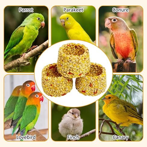 PINVNBY 3 PCS Parrot Treats Natural Grains Cockatiel Treats Bowl Shape Budgie Snacks Edible Bird Chewing Toys for Parrots Parakeet Conure Lovebird Finch Canary in Saudi Arabia