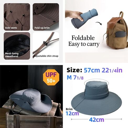 قبعة دلو واسعة الحافة الرجال نساء القبعات في الهواء الطلق قبعات شمس مقاومة للماء قبعة المشي لمسافات طويلة للرجال قبعة الصياد UPF 50+ in Kuwait