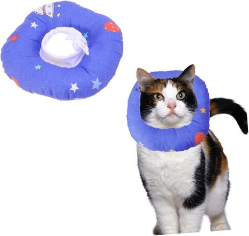 Elizabeth Neck Circle Pet Collar Soft Cartoon Universe Print Headgear for Cats and Dogs Lightweight Protective Medical Wound Healing Collar Prevents Scratching Biting and Licking in Saudi Arabia