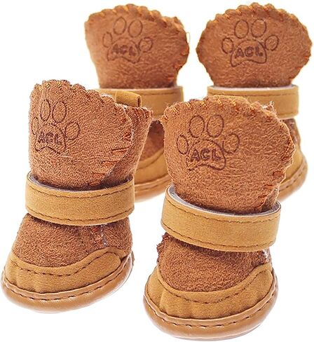 Small Dog Winter Booties, Cold Weahter Dog Shoes for Small Dogs, Boots for Cats, Yorkie, Chihuahua Cozy Boots Brown Size 4 in Saudi Arabia