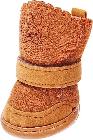 Small Dog Winter Booties, Cold Weahter Dog Shoes for Small Dogs, Boots for Cats, Yorkie, Chihuahua Cozy Boots Brown Size 4 in Saudi Arabia