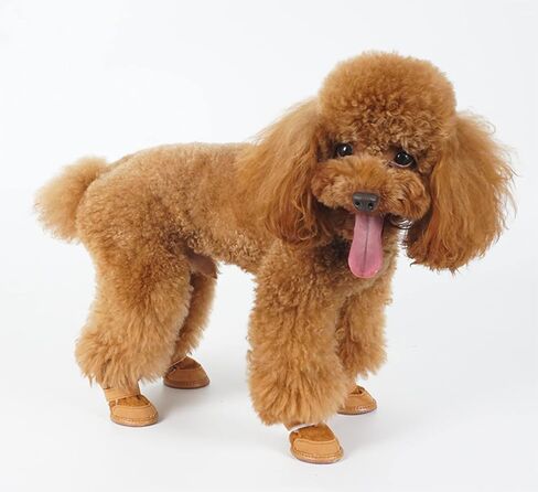 Small Dog Winter Booties, Cold Weahter Dog Shoes for Small Dogs, Boots for Cats, Yorkie, Chihuahua Cozy Boots Brown Size 4 in Saudi Arabia