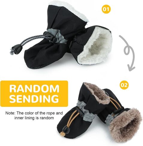 Fecialy Dog Shoes for Winter Dogs Boots & Paw Protector Warm Snow Booties Small Medium Dogs Puppies with Reflective Strip Anti-Slip Rubber Sole, Pack of 4, Size3 in Saudi Arabia