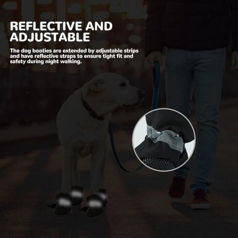 Fecialy Dog Shoes for Winter Dogs Boots & Paw Protector Warm Snow Booties Small Medium Dogs Puppies with Reflective Strip Anti-Slip Rubber Sole, Pack of 4, Size3 in Saudi Arabia