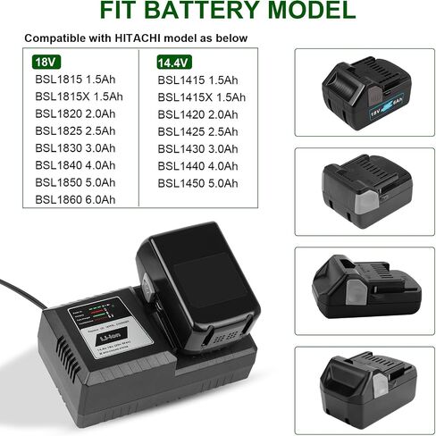 14.4V - 20V max UC18YFSL Li-Ion Battery Charger Compatible with HITACHI UC18YFSL UC18YSL3 UC18YKSL UC18YRL UC18YRSL BSL1815 BSL1820 BSL1825 BSL1830 BSL1840 BSL1850 BSL1860 in Saudi Arabia