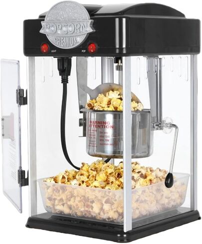 Popcorn Machine, Popcorn Makers with 6 Oz Stainless-Steel Kettle, Commercial Tabletop Pop Corn Popper with Measuring Tool and Scoop, for Home, Birthday Parties, Theater, School Events, Black in Saudi Arabia