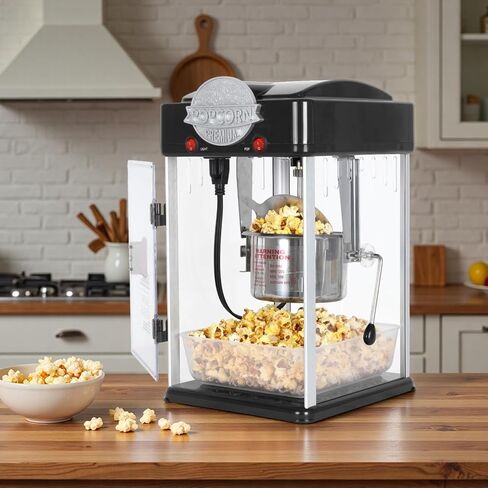 Popcorn Machine, Popcorn Makers with 6 Oz Stainless-Steel Kettle, Commercial Tabletop Pop Corn Popper with Measuring Tool and Scoop, for Home, Birthday Parties, Theater, School Events, Black in Saudi Arabia