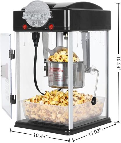 Popcorn Machine, Popcorn Makers with 6 Oz Stainless-Steel Kettle, Commercial Tabletop Pop Corn Popper with Measuring Tool and Scoop, for Home, Birthday Parties, Theater, School Events, Black in Saudi Arabia