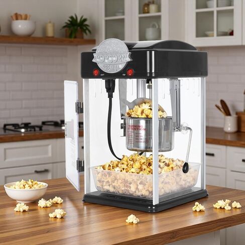 Popcorn Machine, Popcorn Makers with 6 Oz Stainless-Steel Kettle, Commercial Tabletop Pop Corn Popper with Measuring Tool and Scoop, for Home, Birthday Parties, Theater, School Events, Black in Saudi Arabia