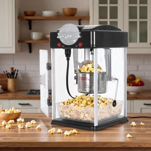 Popcorn Machine, Popcorn Makers with 6 Oz Stainless-Steel Kettle, Commercial Tabletop Pop Corn Popper with Measuring Tool and Scoop, for Home, Birthday Parties, Theater, School Events, Black in Saudi Arabia