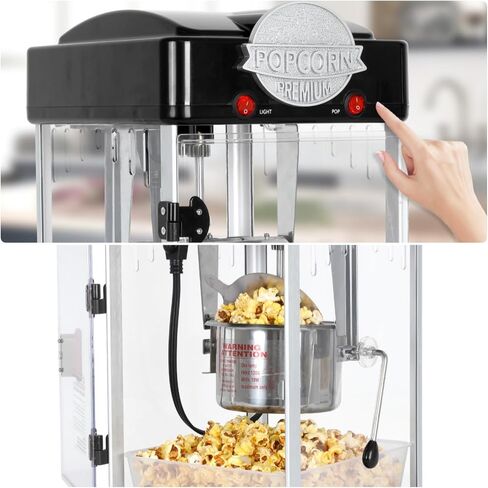 Popcorn Machine, Popcorn Makers with 6 Oz Stainless-Steel Kettle, Commercial Tabletop Pop Corn Popper with Measuring Tool and Scoop, for Home, Birthday Parties, Theater, School Events, Black in Saudi Arabia