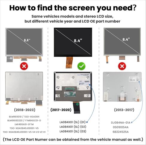 8.4" Uconnect 4C UAQ Screen Replacement LA084X01 LCD Monitor Navigation LCD Display Touchscreen Digitizer for Jeep Chrysler Dodge RAM 2017-2021 Replace LA084X01(SL)(01)(02)(03) in Saudi Arabia