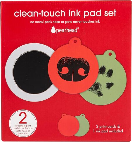 مجموعة لوحة حبر Pearhead Pet Christmas Clean Touch للكلاب والقطط، تذكار لمالك الحيوانات الأليفة، مجموعة انطباعات طباعة مخالب وأنف بدون حبر، صغيرة/متوسطة in Kuwait