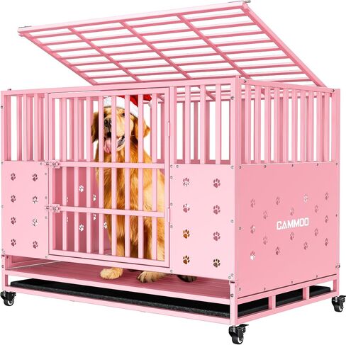 Cammoo 48'' Heavy Duty Dog Crate/Kennel for Large Dogs Indoor, Black in Saudi Arabia