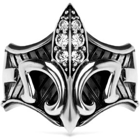 THJEW Cool Retro Vintage S925 Sterling Silver Punk Biker Gothic Sugar Cocktail Party Ring for Women Men,Thumb Index Middle Finger Boho Wide Ring Jewelry Gift for Him Her