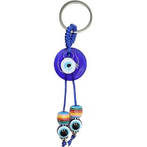 MyfavoriteK Rainbow Handmade Turkish Evil Eye Keychain Good Luck Charms Evil Eye Ornament for Car Key Ring, 1 Eye and 2 Beads, S in Kuwait