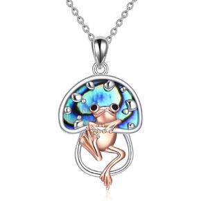 YFN 925 Sterling Silver Frog Necklace for Women Girls Sterling Silver Mushroom Frog Pendants