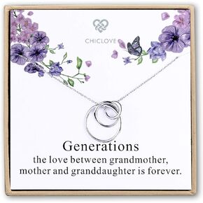CHICLOVE Sterling Silver 3 Circles Necklace - Generation Necklace - Grandmother Mother Daughter Necklaces - Family Necklace - Grandma Gift - Mother Daughter Necklace (Generation Necklace)
