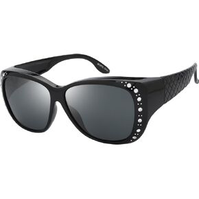 The Fresh Fit Over Glasses Rhinestone Polarized Sunglasses for Women FR1F5610 - Leather Eyeglasses Case