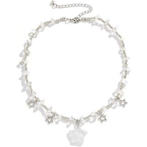 Chunky Star Pendant Choker Necklace Irregular Healing Crystal Necklace Boho Trendy Y2K Punk Jewelry for Women Teen Girls