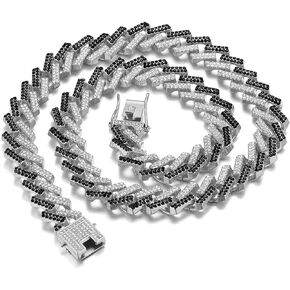 Rayfond Men’s Gold Chains - Blue/Black/Red/White Diamonds - Iced Out Cuban Link - 13/15mm Wide - 18k Real Gold/Platinum Plated - Handmade - Birthday Gift - Party Jewelry