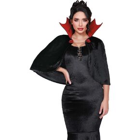 Dreamgirl Womens Mini Vampire Cape, Vamp Cape Halloween Costume Accessory for Adults, Black/Red