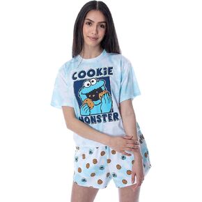 Sesame Street Womens' Cookie Monster Tie Dye Shirt Short Sleep Pajama Set
