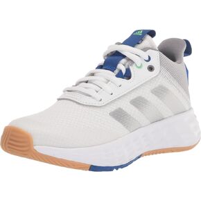 adidas Originals Flex Basketball Shoe, White/Silver Metallic/Team Royal Blue, 2 US Unisex Little Kid