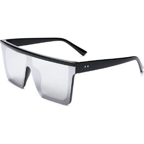SCVGVER Women Square Oversized Sunglasses Fashion Flat Top Shield Rimless Shades UV400