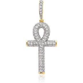 YOSZO Ankh Cross Pendant 18K Gold Plated Fully Iced Out CZ Egyptian Ankh Religious Chain Necklace for Men Women