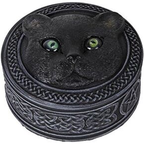Pacific Giftware Mythical Black Cat Rolling Eyes Resin Trinket Box Collectible